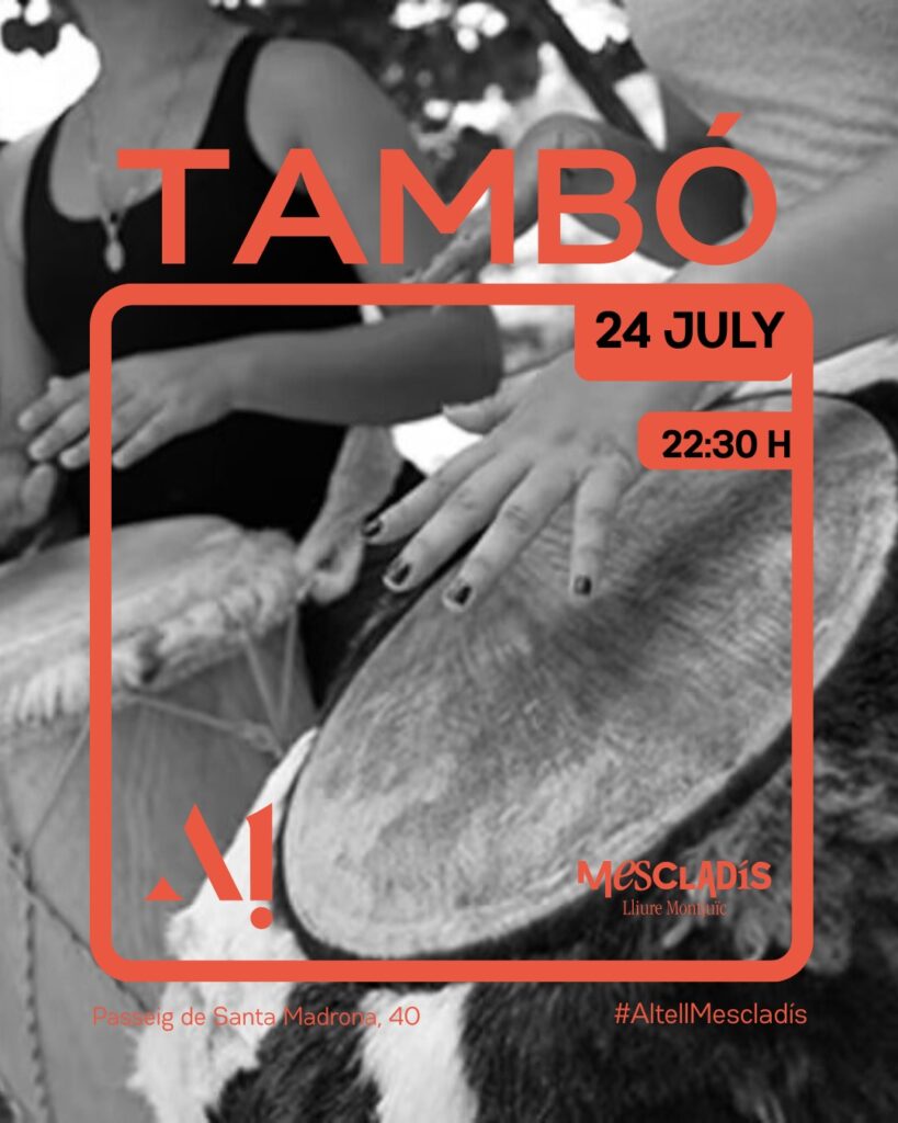 TAMBÓ en el Altell: Rueda de tambores afrocolombianos – Jueves 24 de julio – 22:30– Altell