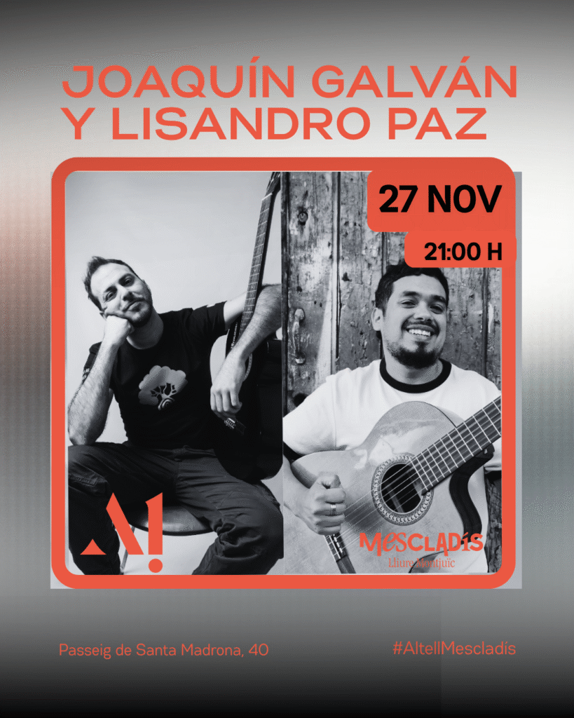 Joaquín Galván y Lisandro Paz · Folk argentino- Jueves 27 de noviembre  – 21:00 – Altell