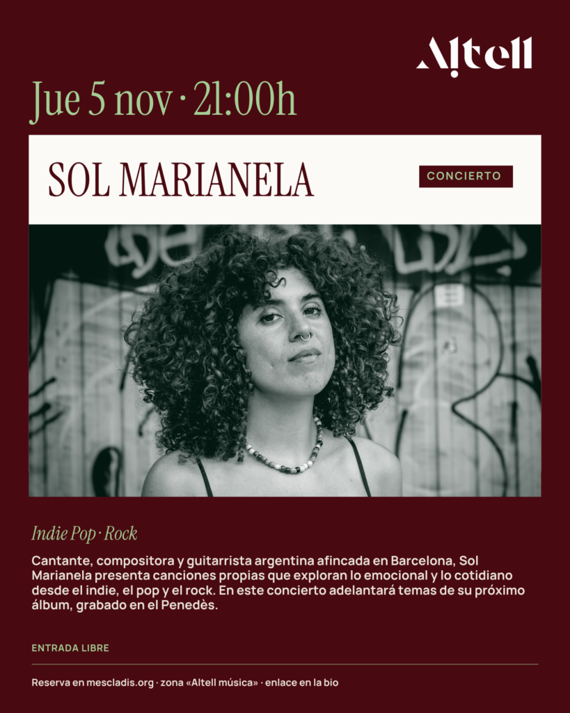 SOL MARIANELA: Indie Pop · Rock. Jueves 5 de noviembre – 21h