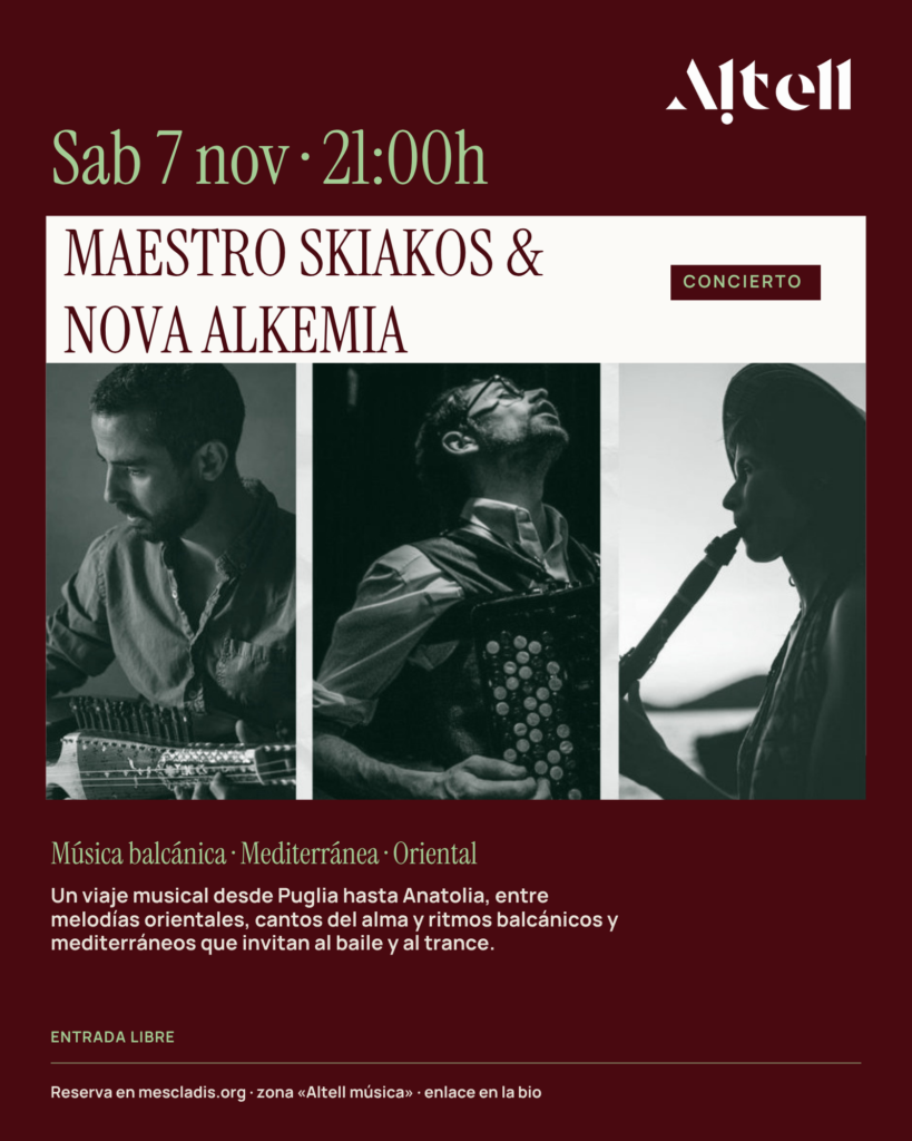MAESTRO SKIAKOS & NOVA ALKEMIA* Música balcánica · Mediterránea · Oriental. Sábado 7  de noviembre – 21h